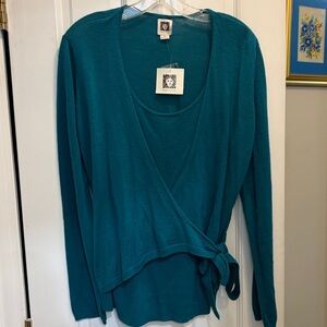 Ann Klein Vintage Faux 2-Piece Wrap Sweater Set